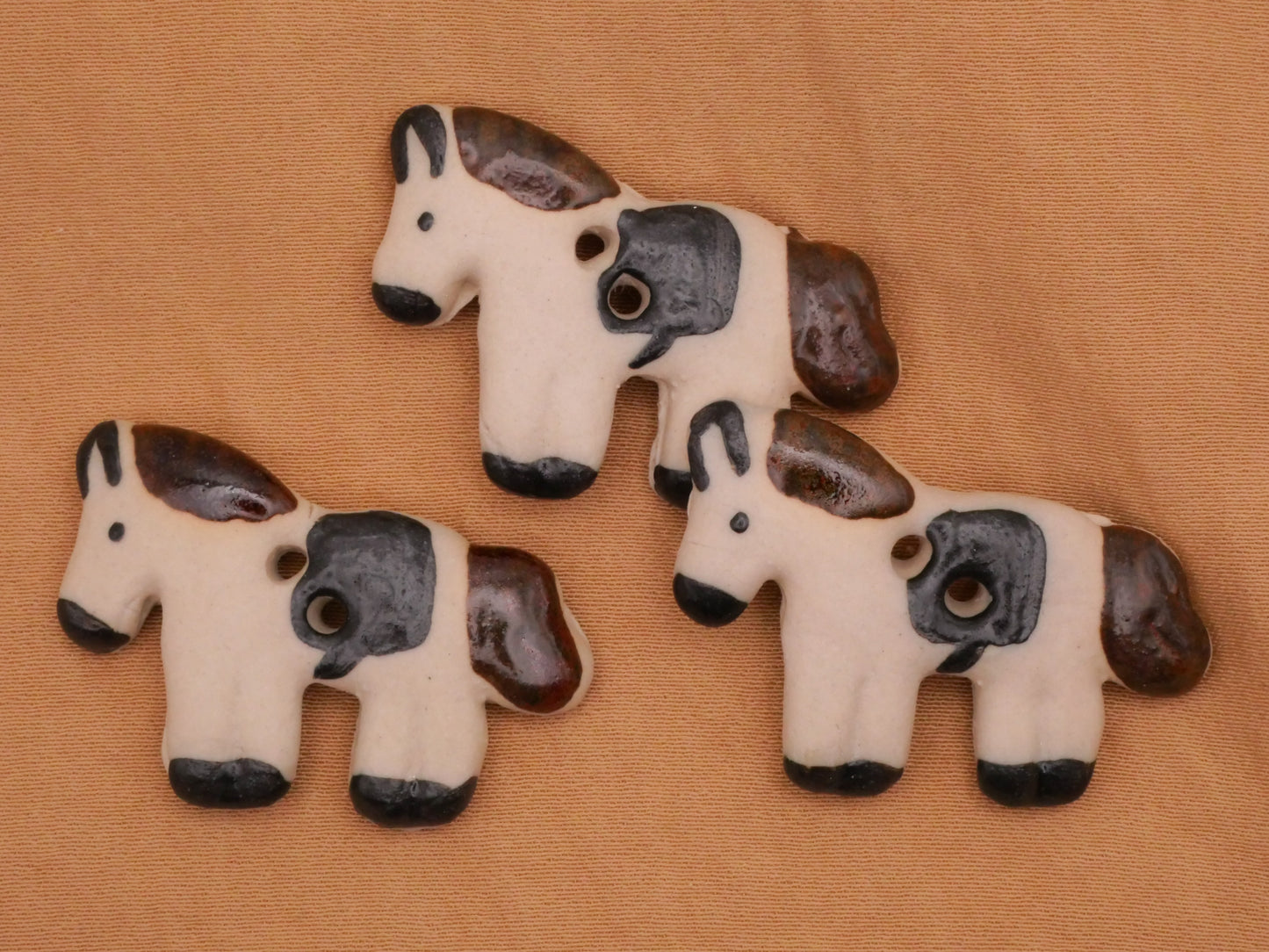 Horse Saddle Hand-Painted Ceramic Button Various 23x34mm