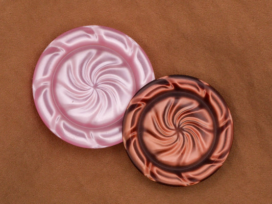 Swirl Wreath Pink Chocolate Brown Vintage Iridescent Plastic Button Various 28-31mm