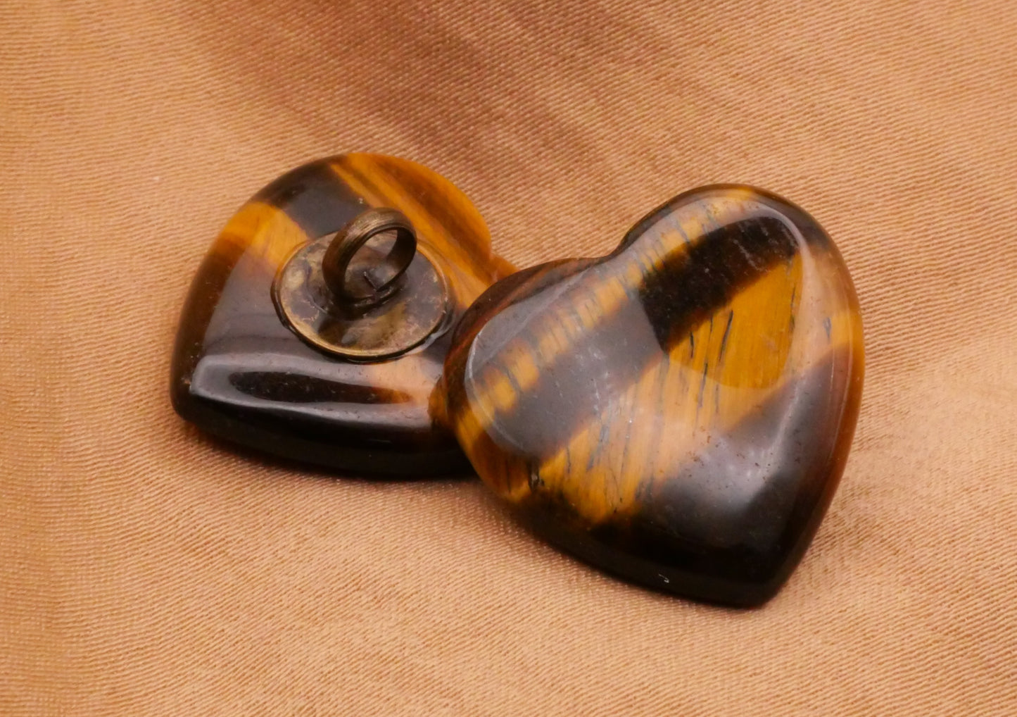 Heart Tiger Eye Natural Stone Button 20mm