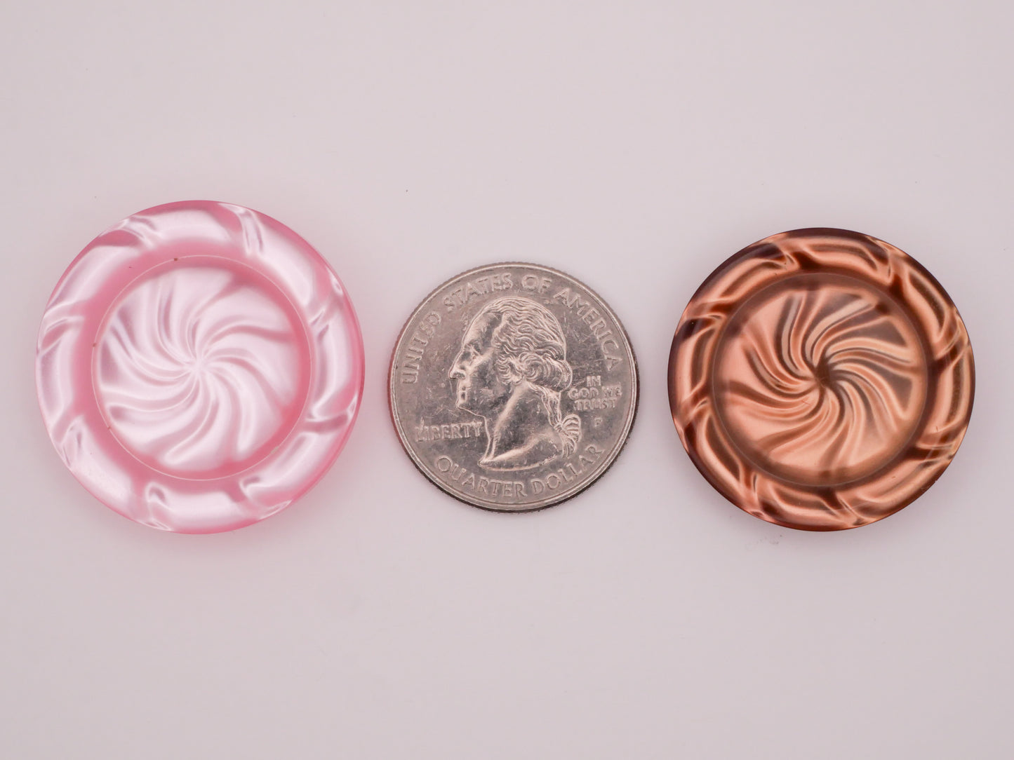 Swirl Wreath Pink Chocolate Brown Vintage Iridescent Plastic Button Various 28-31mm