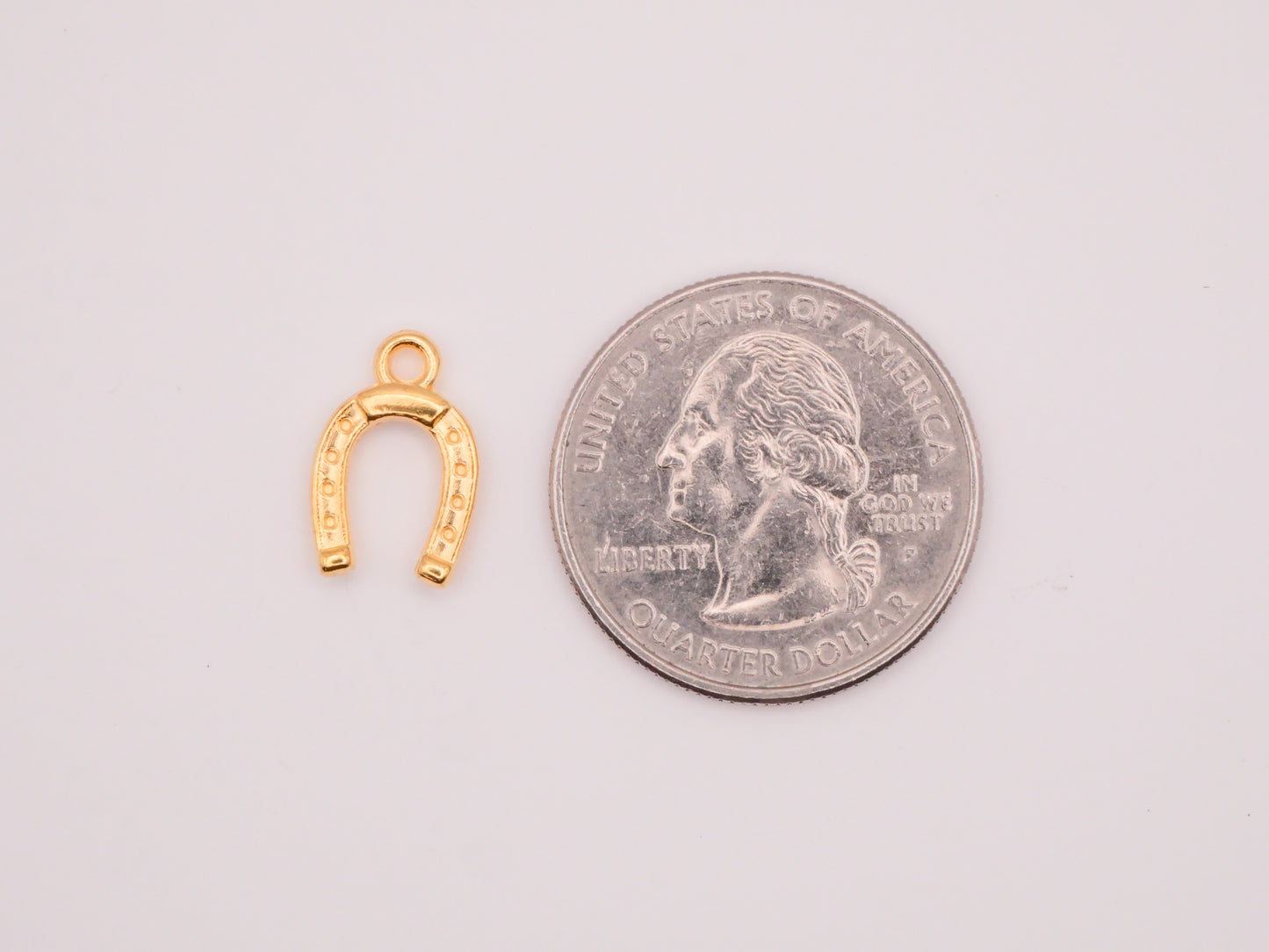 Horseshoe Charm Gold Metal Set of Three Embellishments 10x14mm