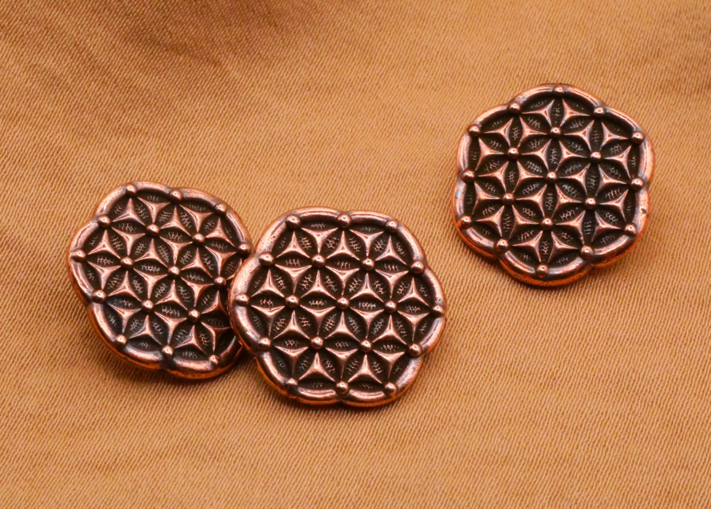 Asian Inspired Design Copper Plated Pewter Button 15mm