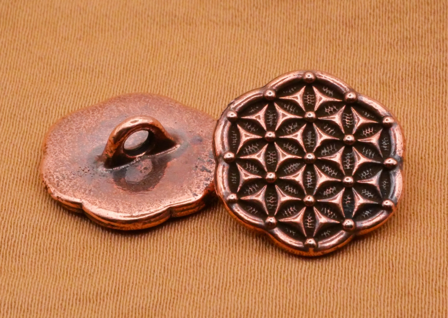 Asian Inspired Design Copper Plated Pewter Button 15mm