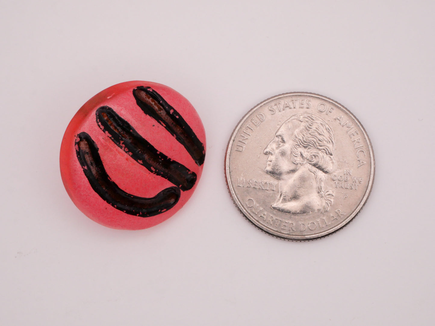 Red Black Stripe Early Plastic Vintage Button 24mm