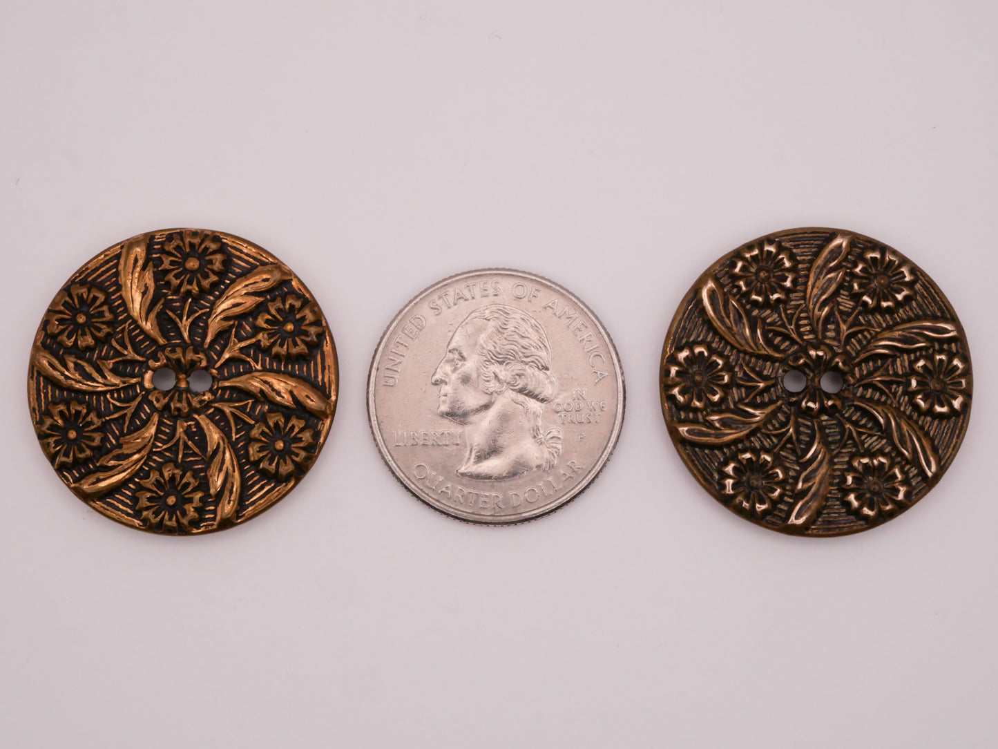 Flower Leaf Fan Victorian Metal Sew-Thru Button 29mm