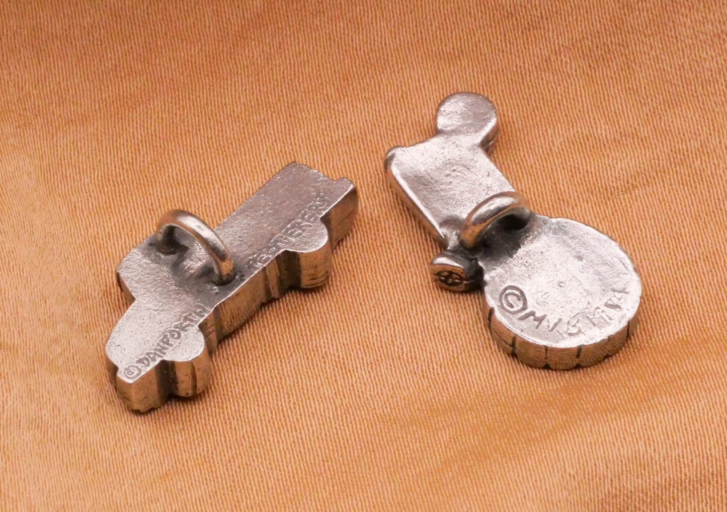 Danforth Pewter Truck Tractor Back Mark Metal Button 12x22mm