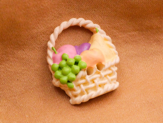 Fruit Basket Grapes Apple Pear Peach Plum Plastic Button 19x20mm