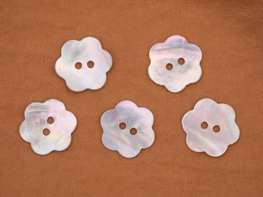 Flower Shape Mother of Pearl Set of Five Buttons 14mm