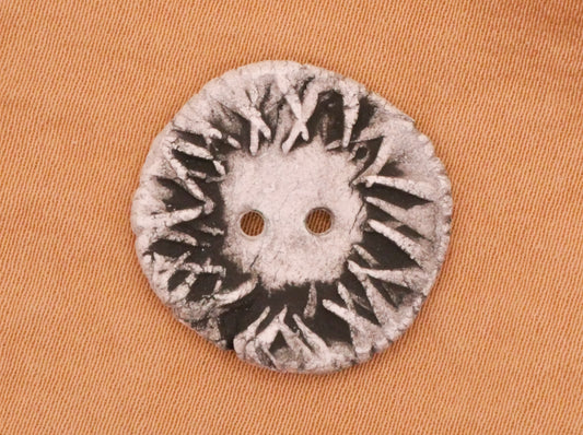 Handmade Flower Grey Stoneware Button 21mm