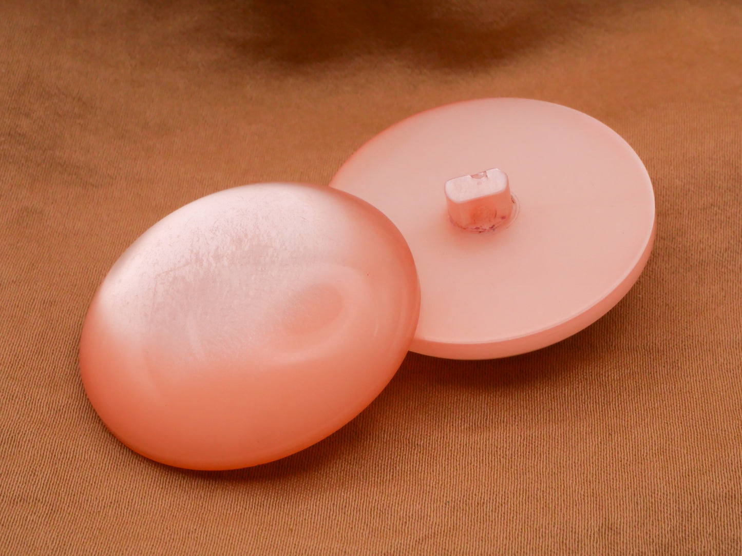 Peachy Pink Pearlized Vintage Plastic Large Button 34mm