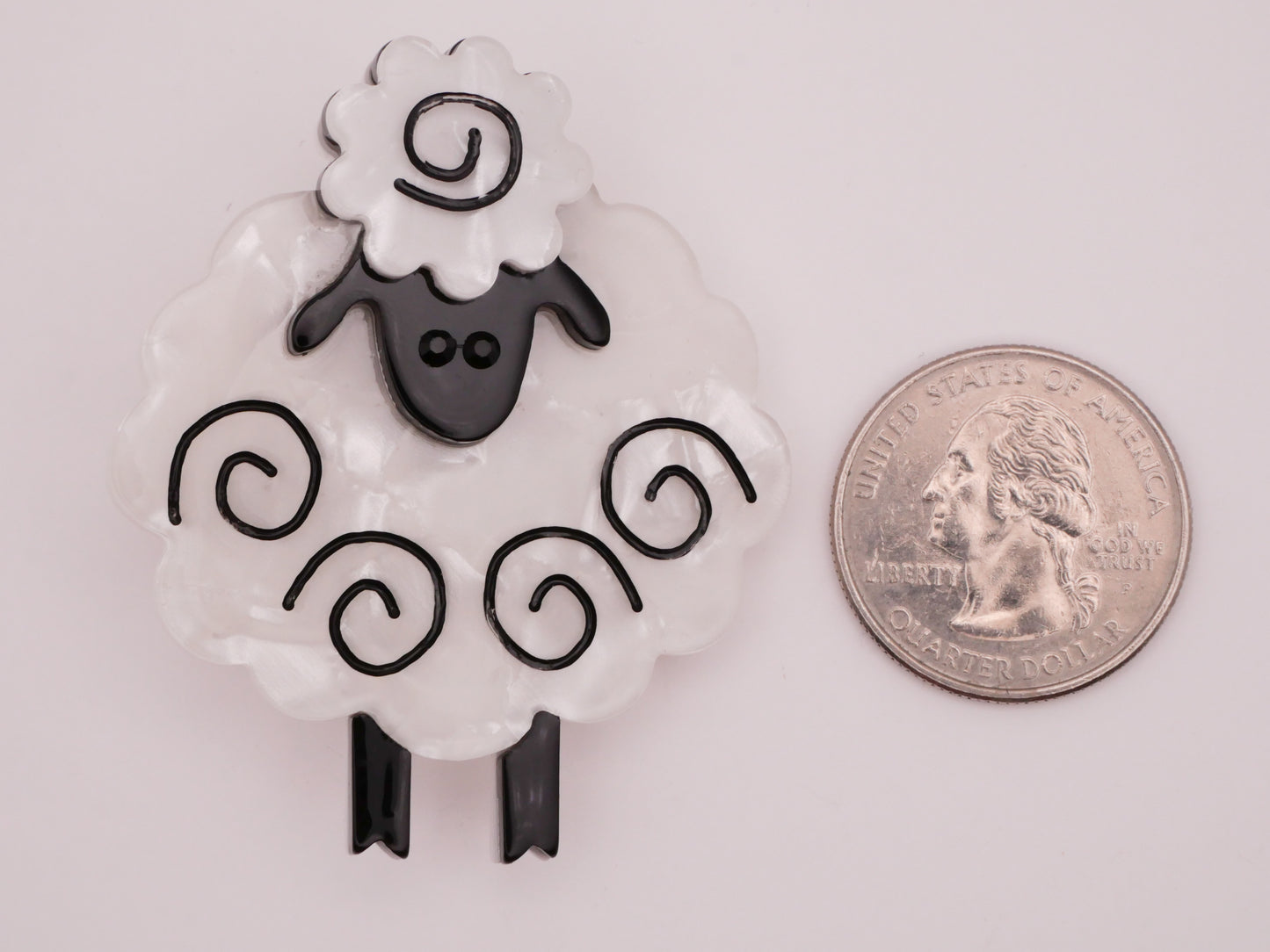 Sheep Lamb Rhinestone Acrylic Plastic Large Button 45x54mm