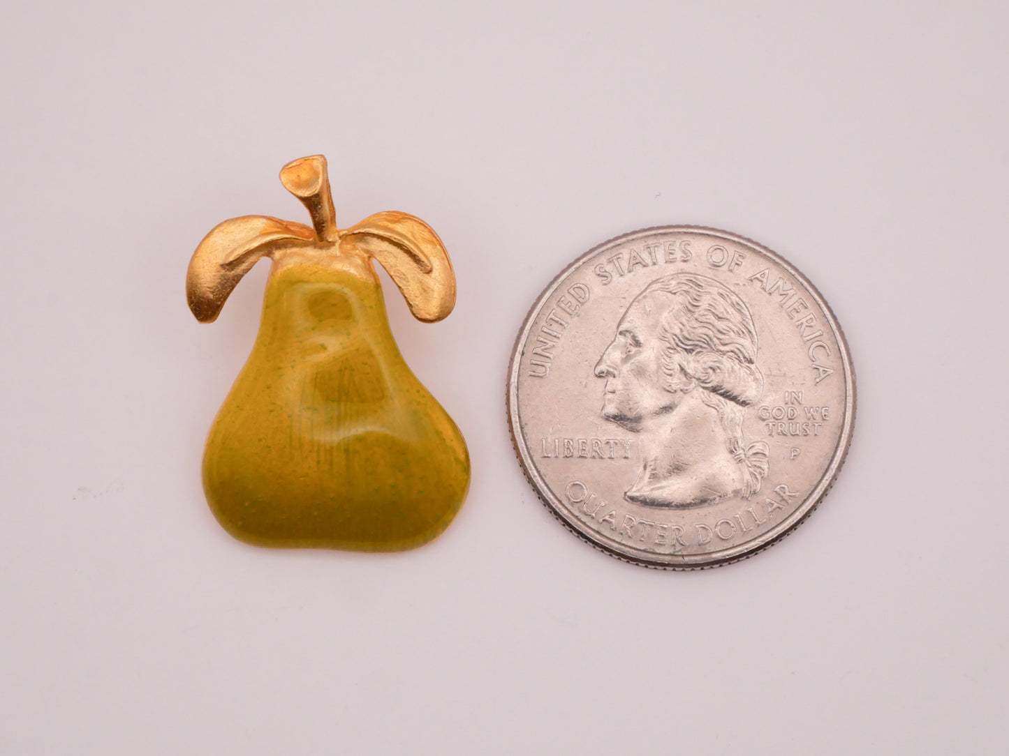 Pear Citrine Enamel Brass Colored Metal Button 18x23mm