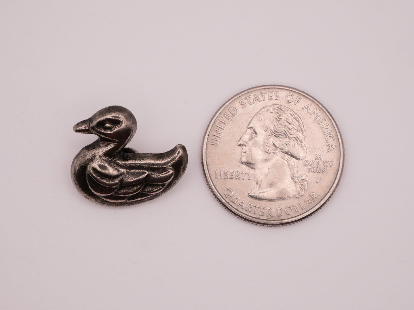 Duck Realistic Antiqued Silver Metal Button 18x20mm