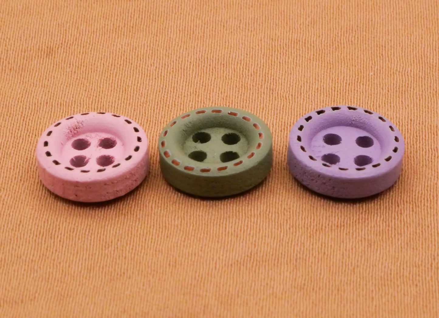 Tiny Wood Pastel Pink Green Purple Set of Ten Buttons Various 10mm