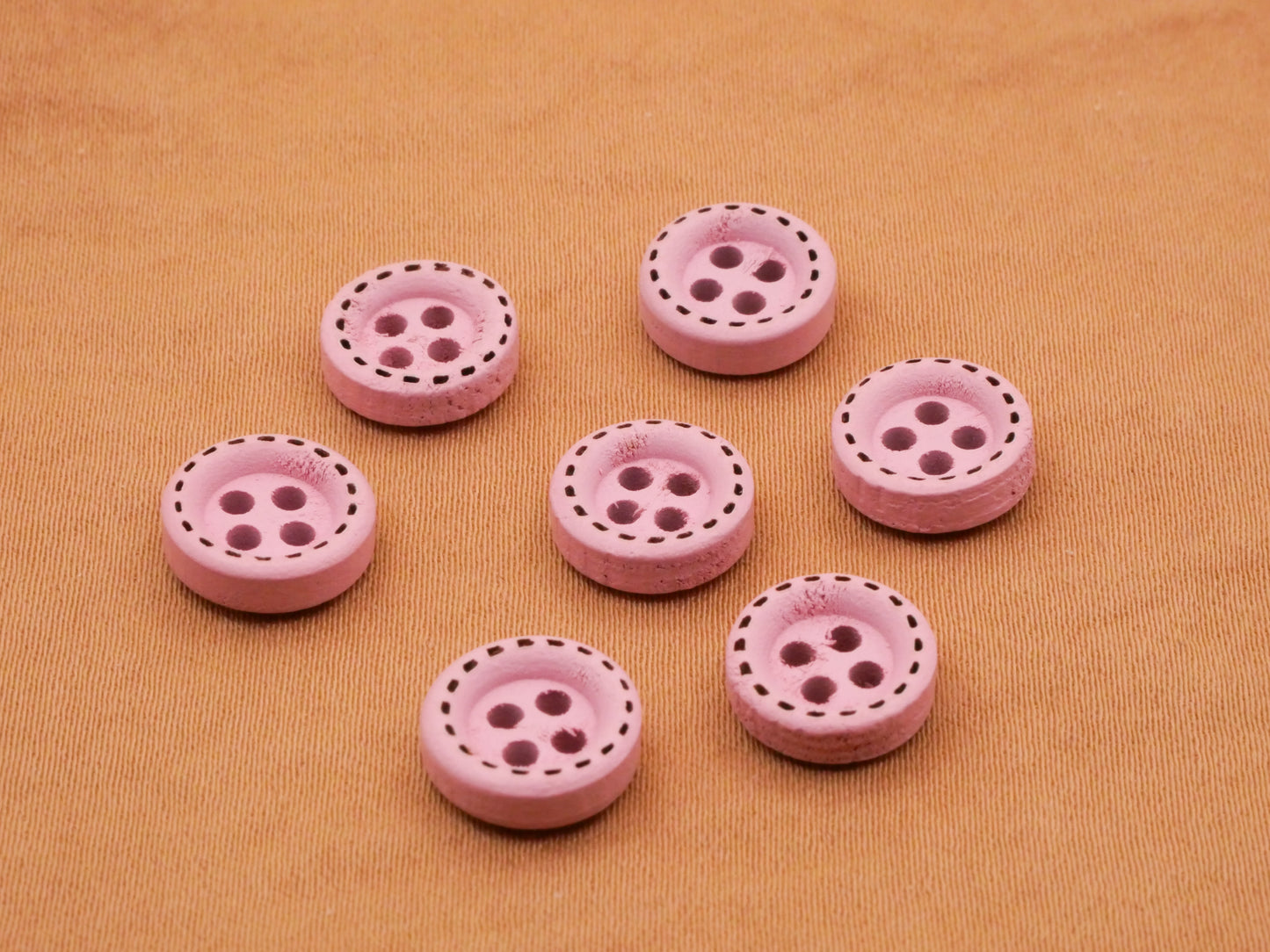 Tiny Wood Pastel Pink Green Purple Set of Ten Buttons Various 10mm