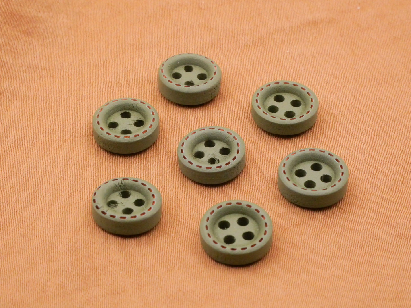 Tiny Wood Pastel Pink Green Purple Set of Ten Buttons Various 10mm