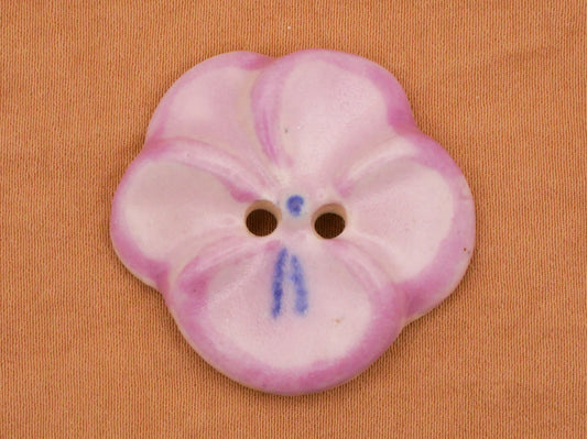 Pansy Flower Lavender Purple Ceramic Hand-Painted Large Button 32mm