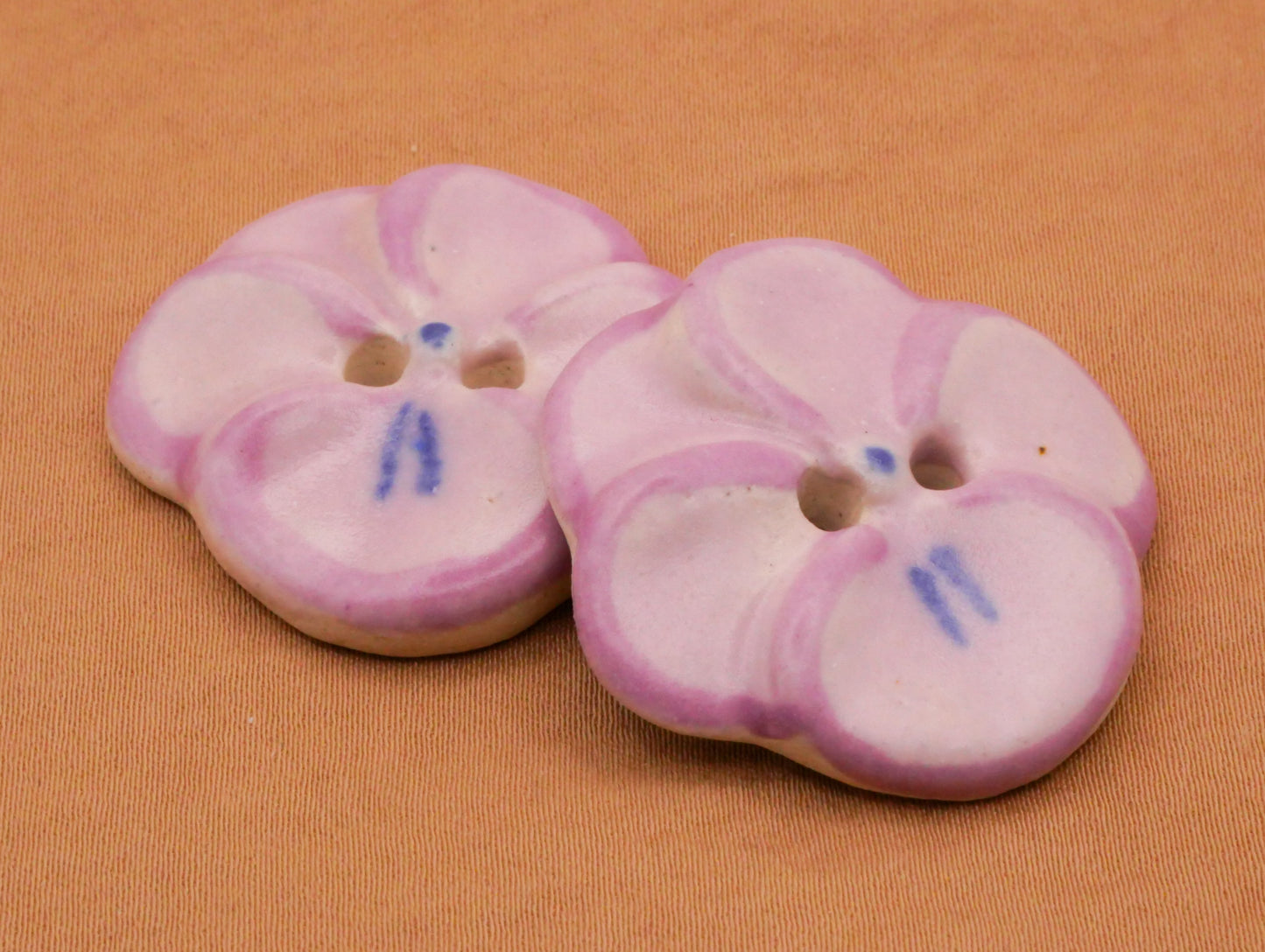 Pansy Flower Lavender Purple Ceramic Hand-Painted Large Button 32mm