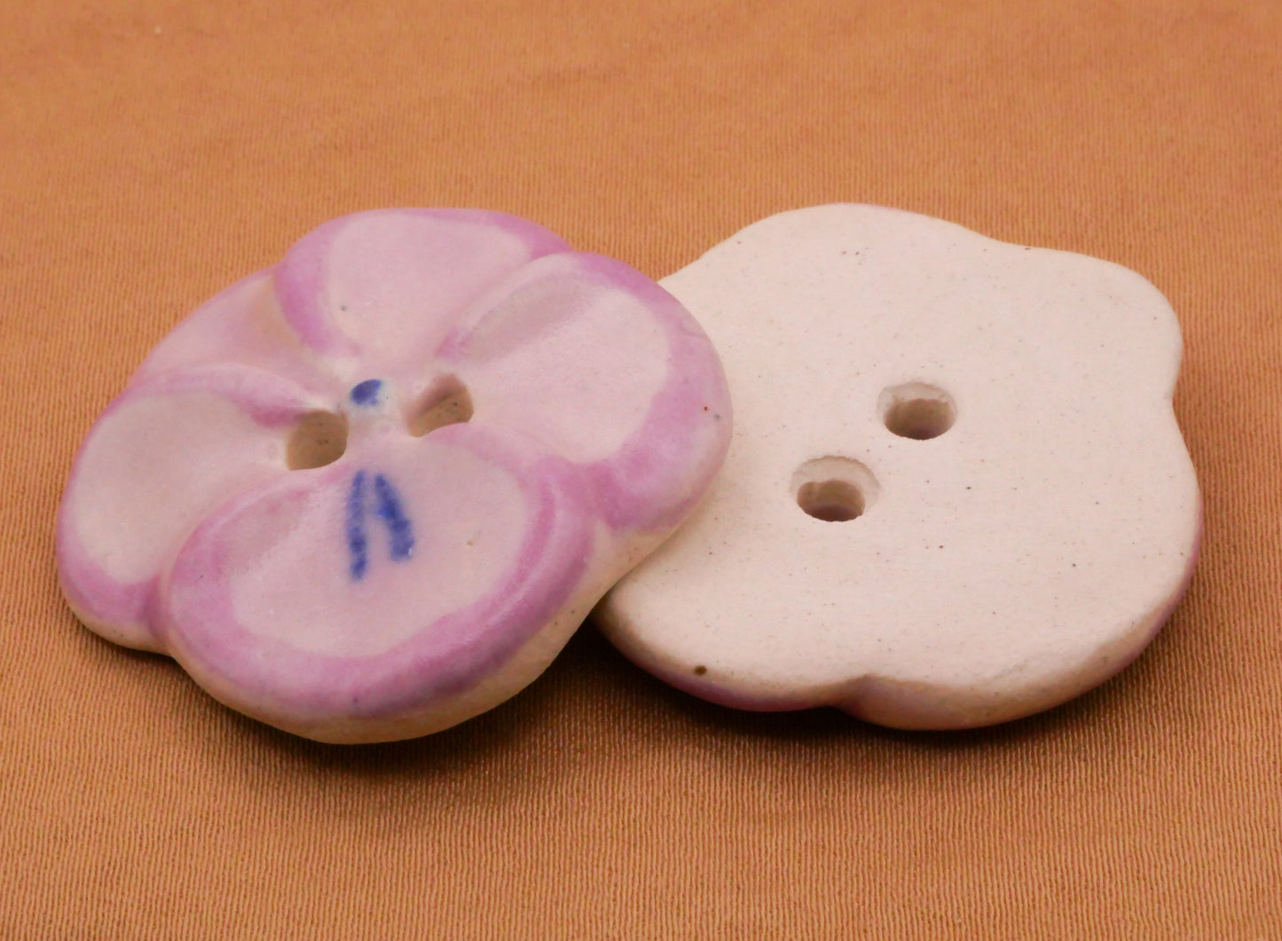 Pansy Flower Lavender Purple Ceramic Hand-Painted Large Button 32mm