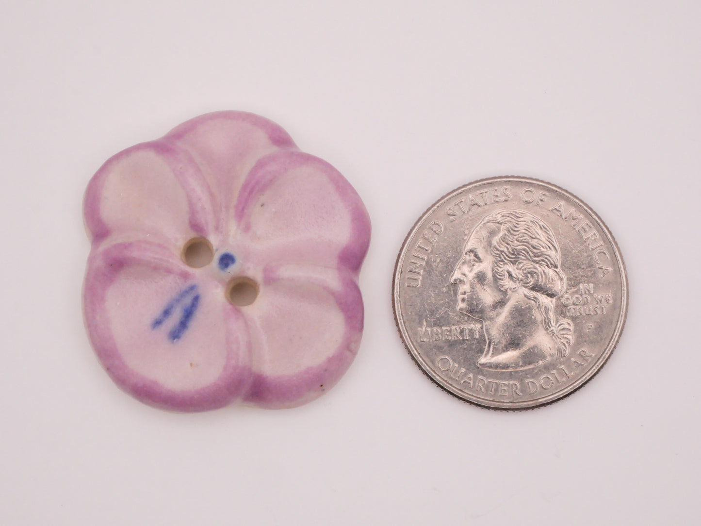 Pansy Flower Lavender Purple Ceramic Hand-Painted Large Button 32mm