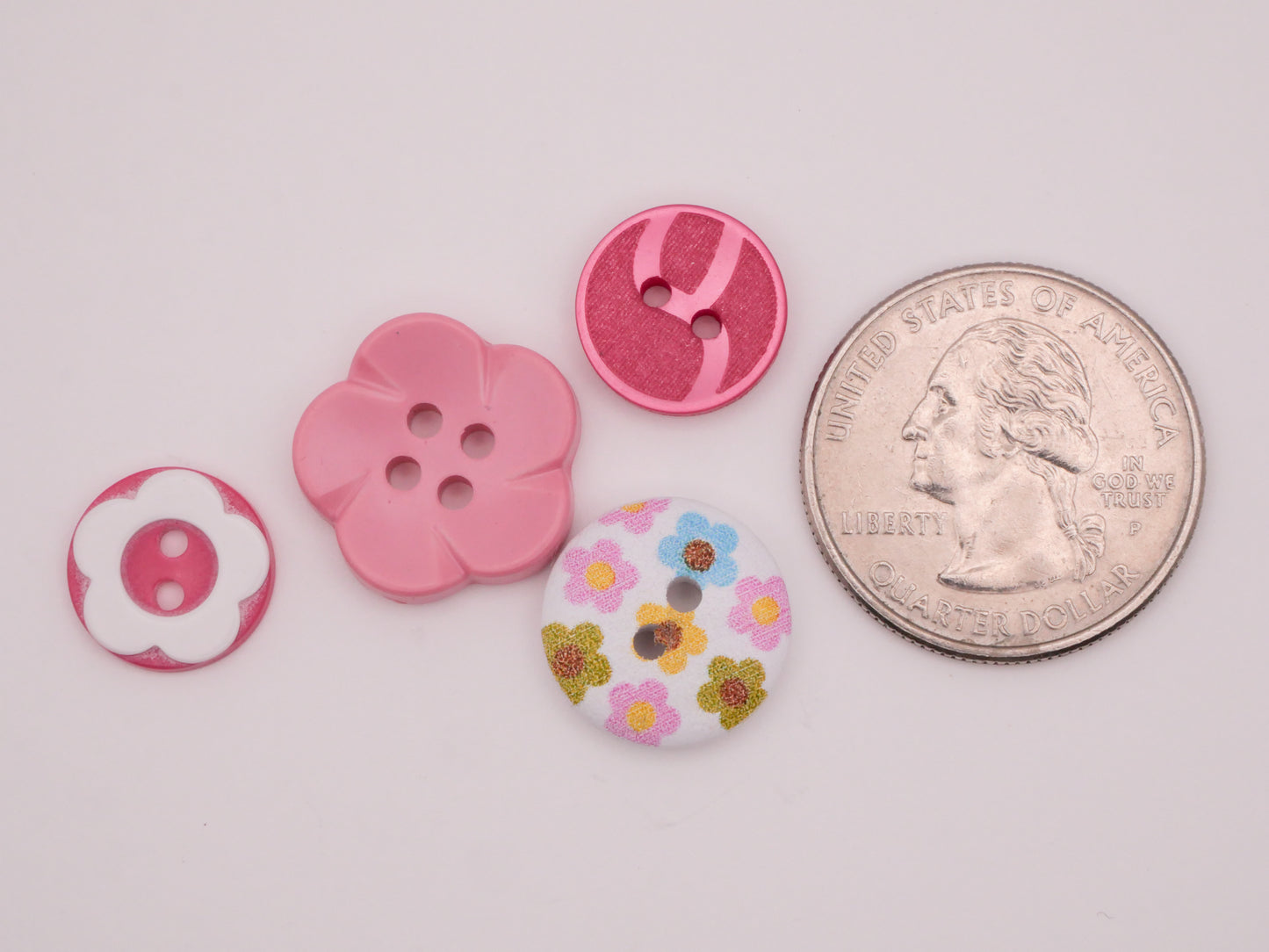 Pink Patterns Flower Wood Plastic Set of Fifty-Five 12-17mm