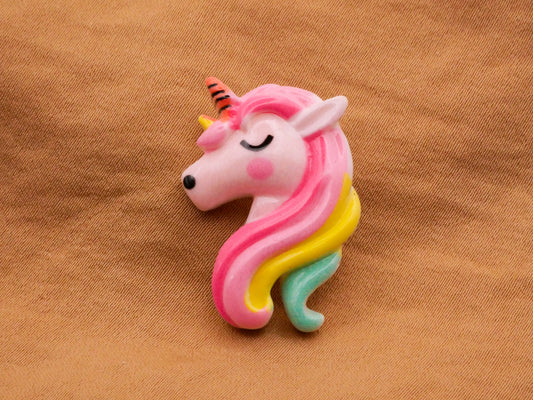 Unicorn Pink Rainbow Kids Plastic Button 20x31mm