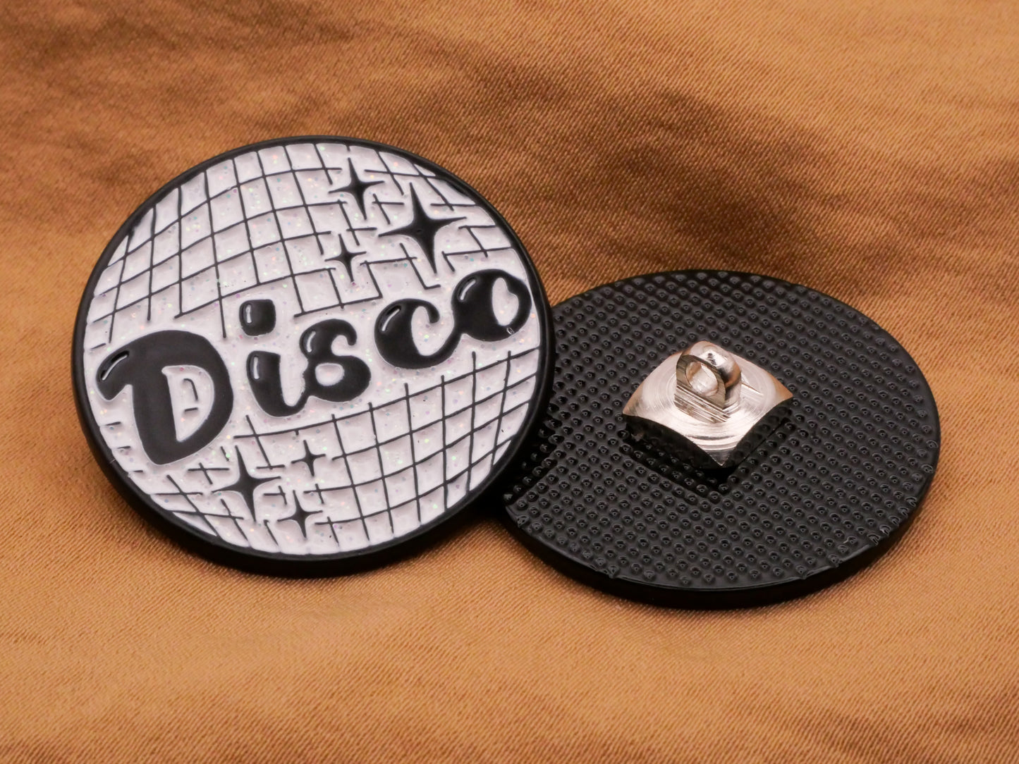 Music Lyrics Disco Glitter 
Enamel Metal Button Various 30-31mm