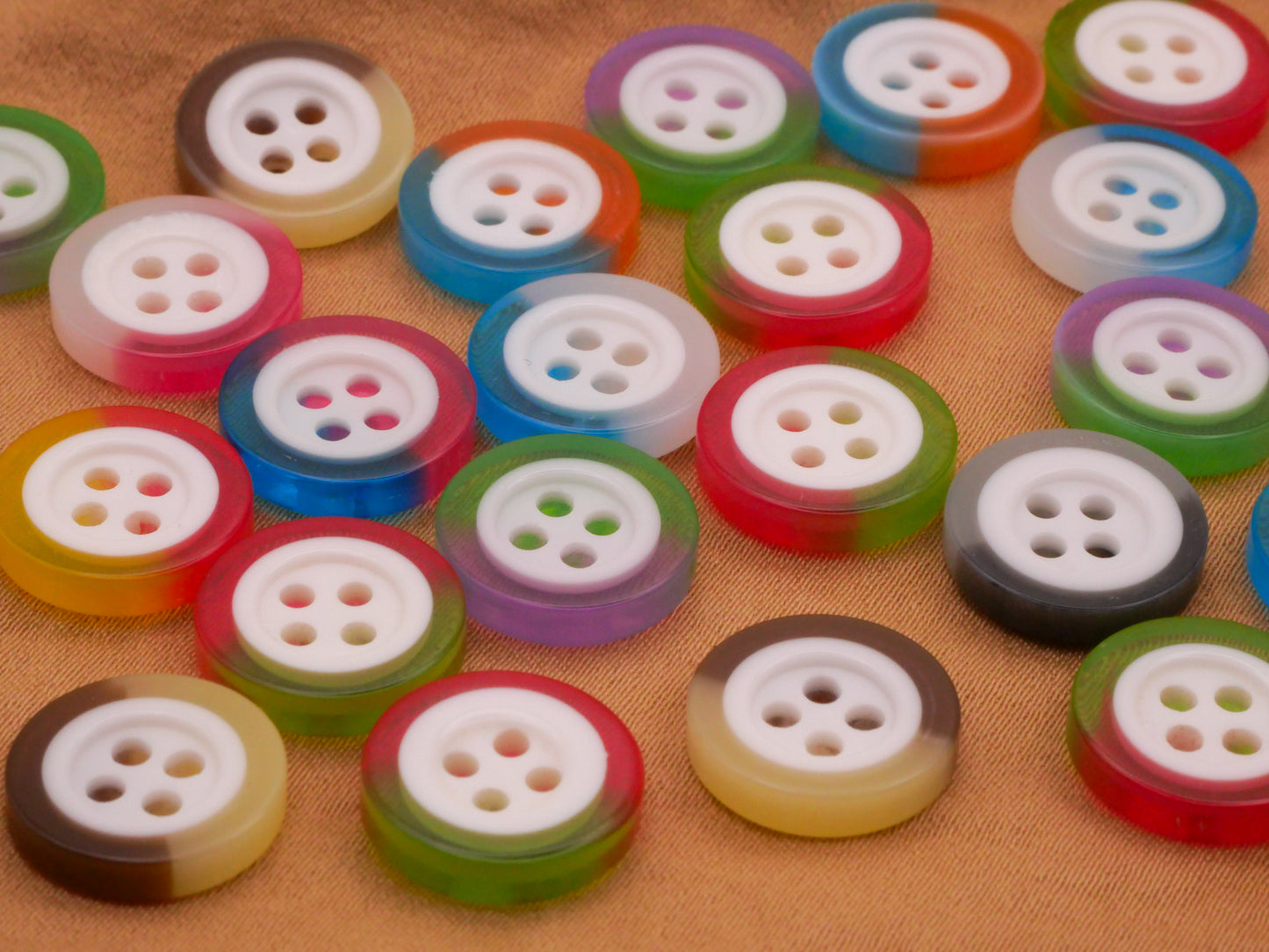 Colorful Two-Tone Assorted Set of Twenty Buttons 13mm