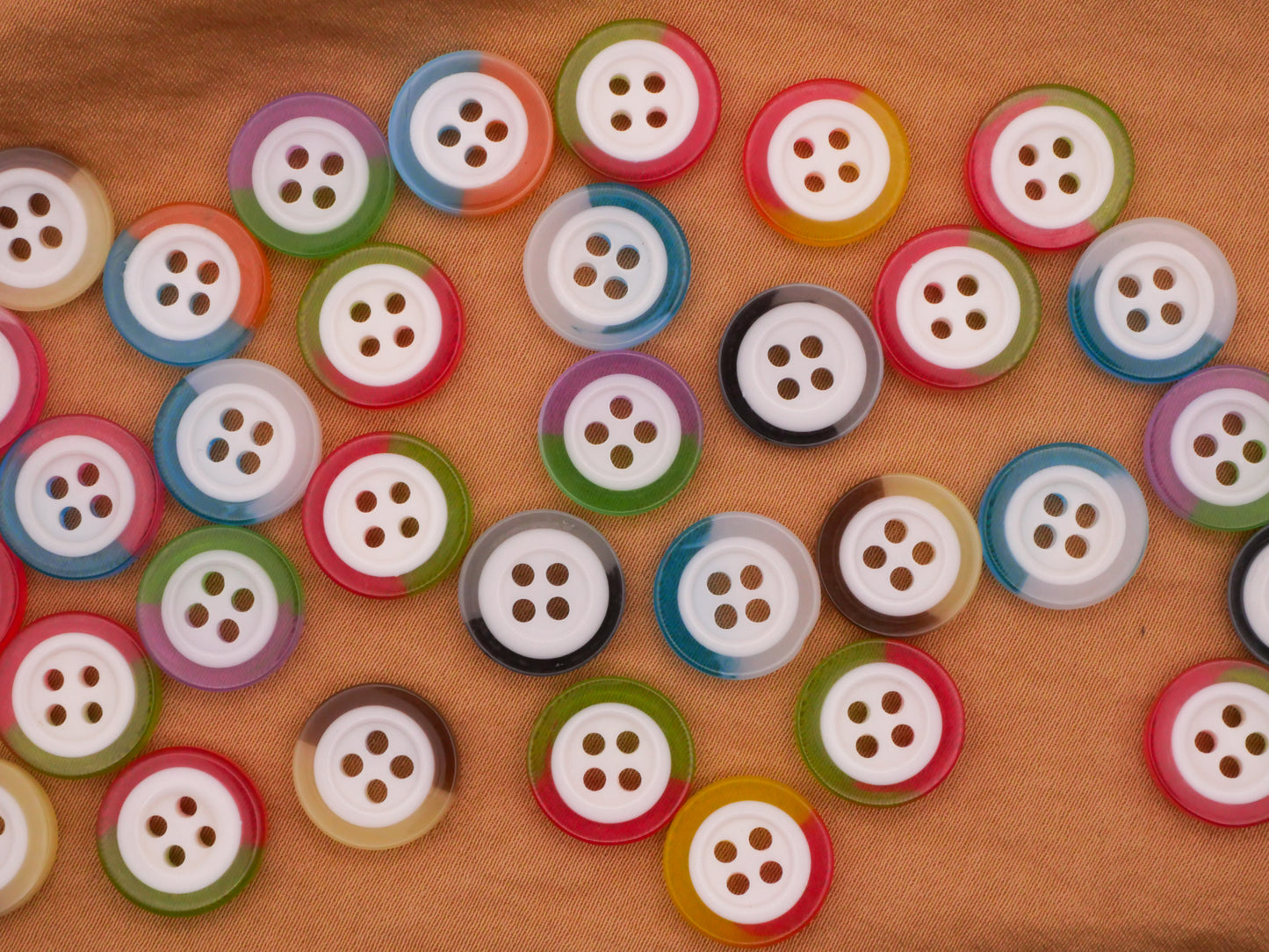 Colorful Two-Tone Assorted Set of Twenty Buttons 13mm