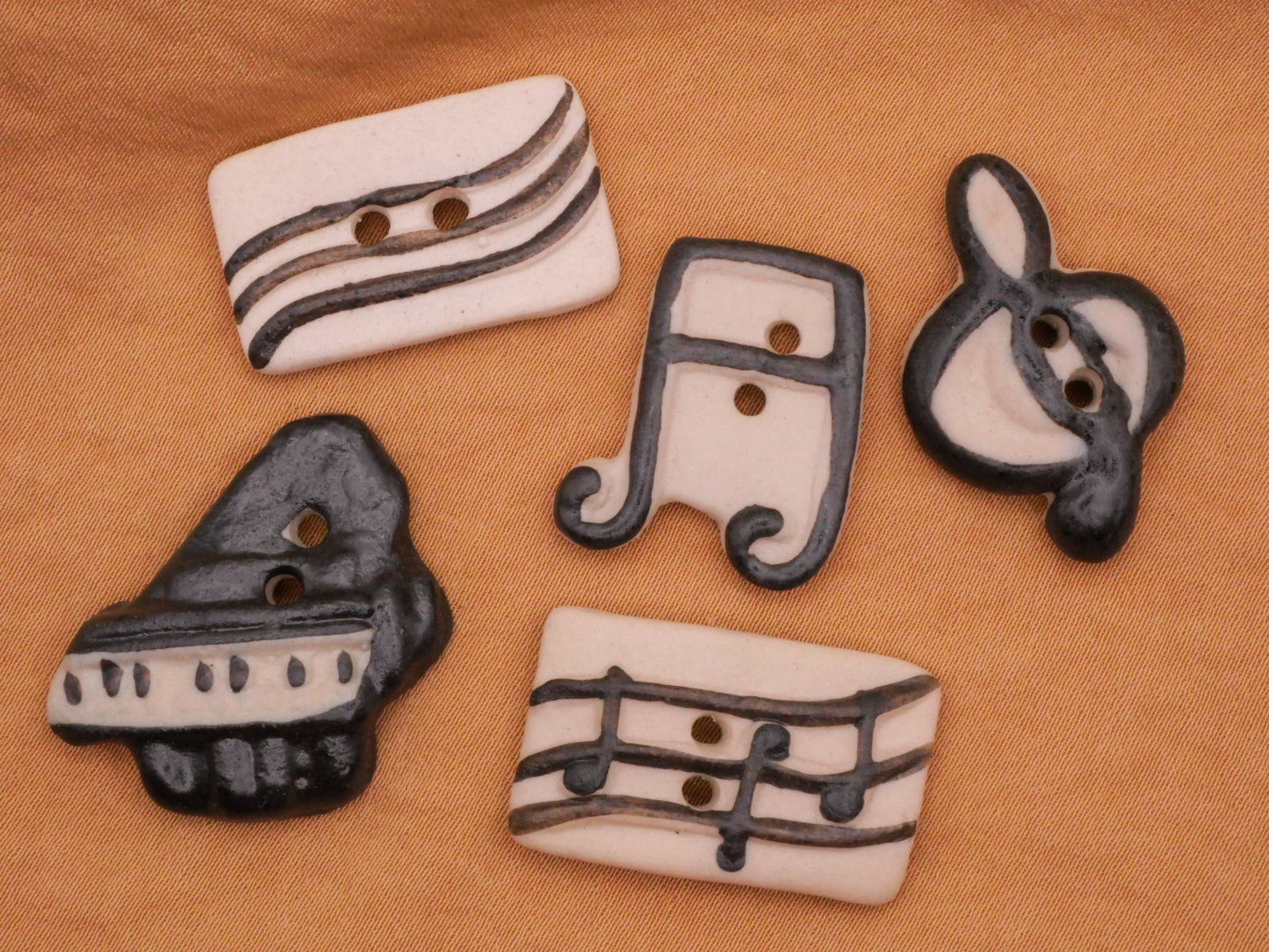 Music Notes Piano Scale Hand-Painted Ceramic Button Various 16-27mm