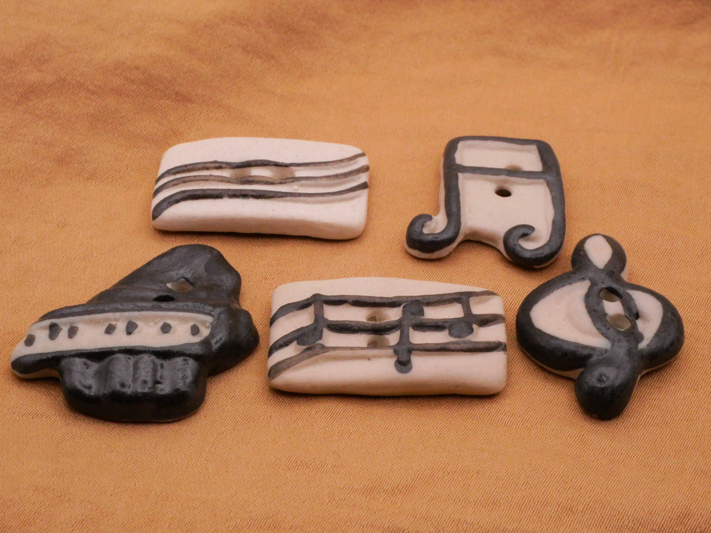 Music Notes Piano Scale Hand-Painted Ceramic Button Various 16-27mm