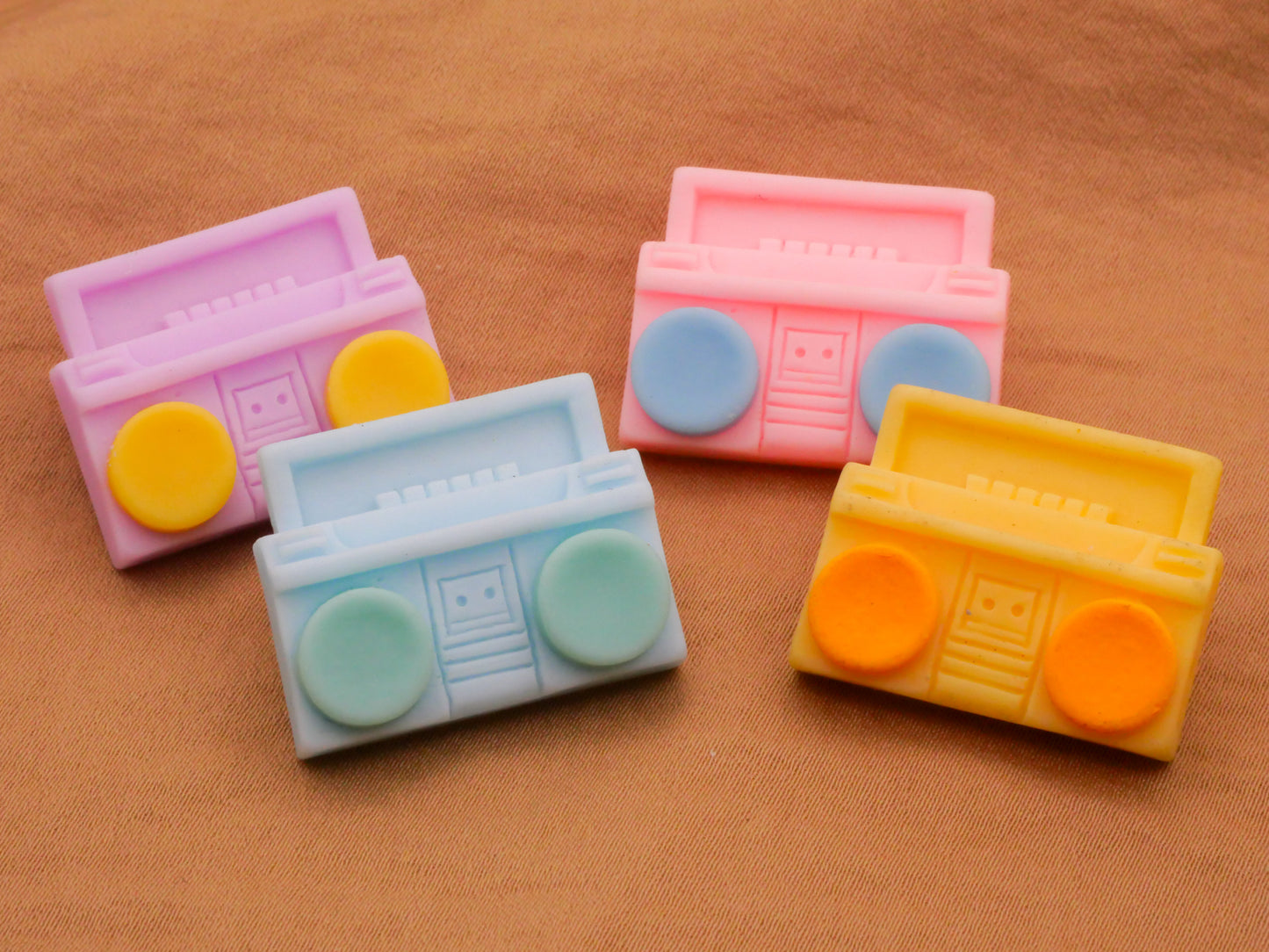 Boom Box Music Pastel Colors Plastic Button Various 20x26mm