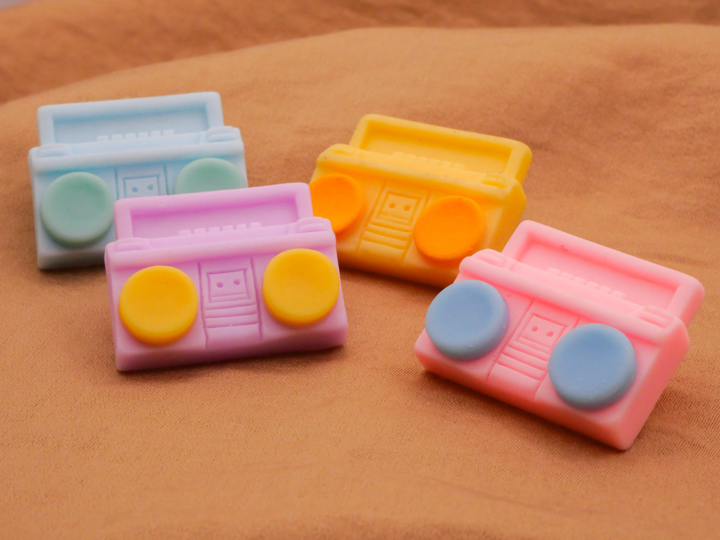 Boom Box Music Pastel Colors Plastic Button Various 20x26mm