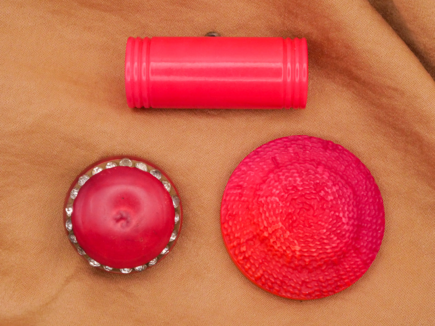 Celluloid Hot Pink Rhinestone Toggle Vintage Early Plastic Button 15-37mm Various