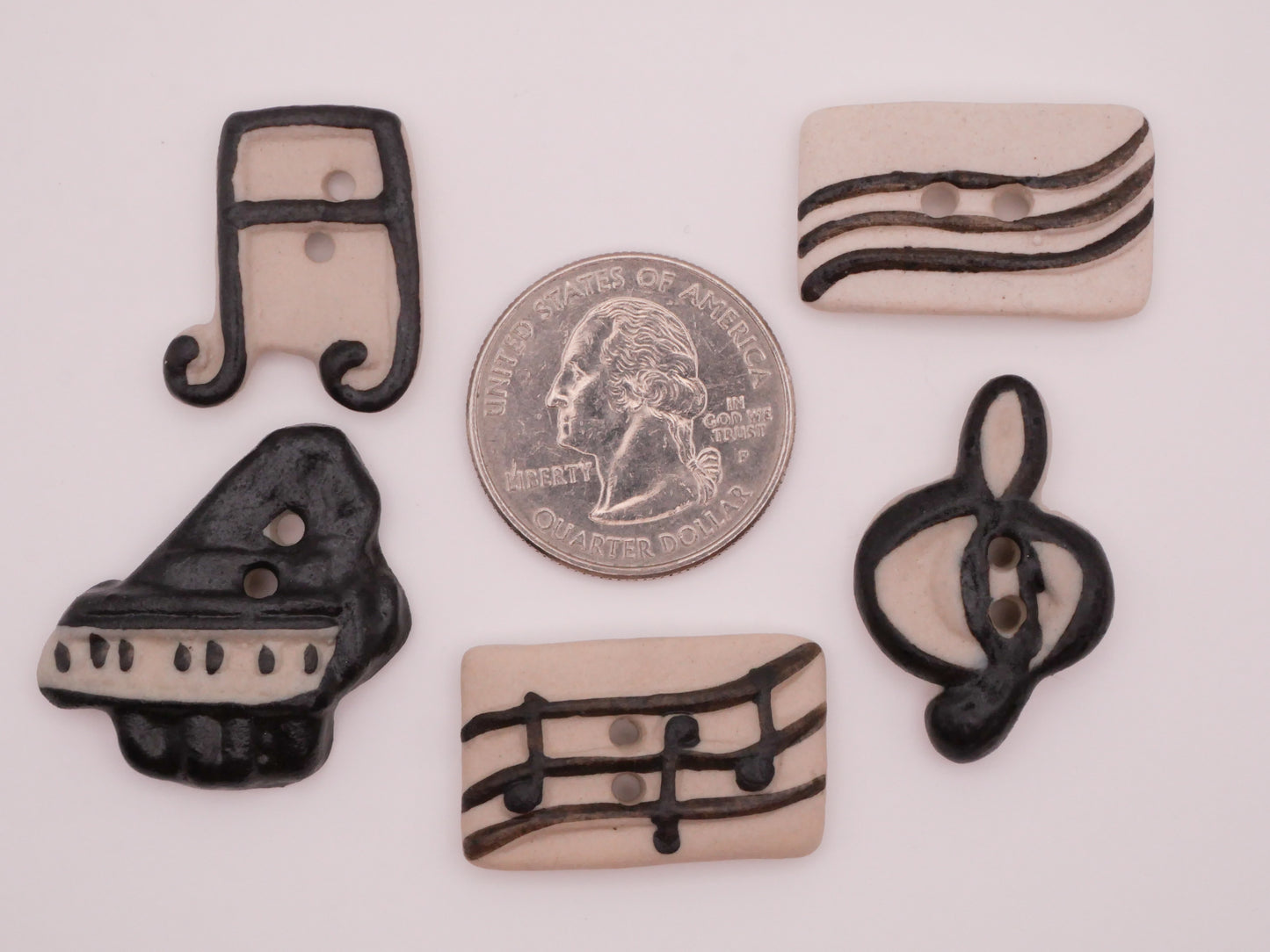 Music Notes Piano Scale Hand-Painted Ceramic Button Various 16-27mm