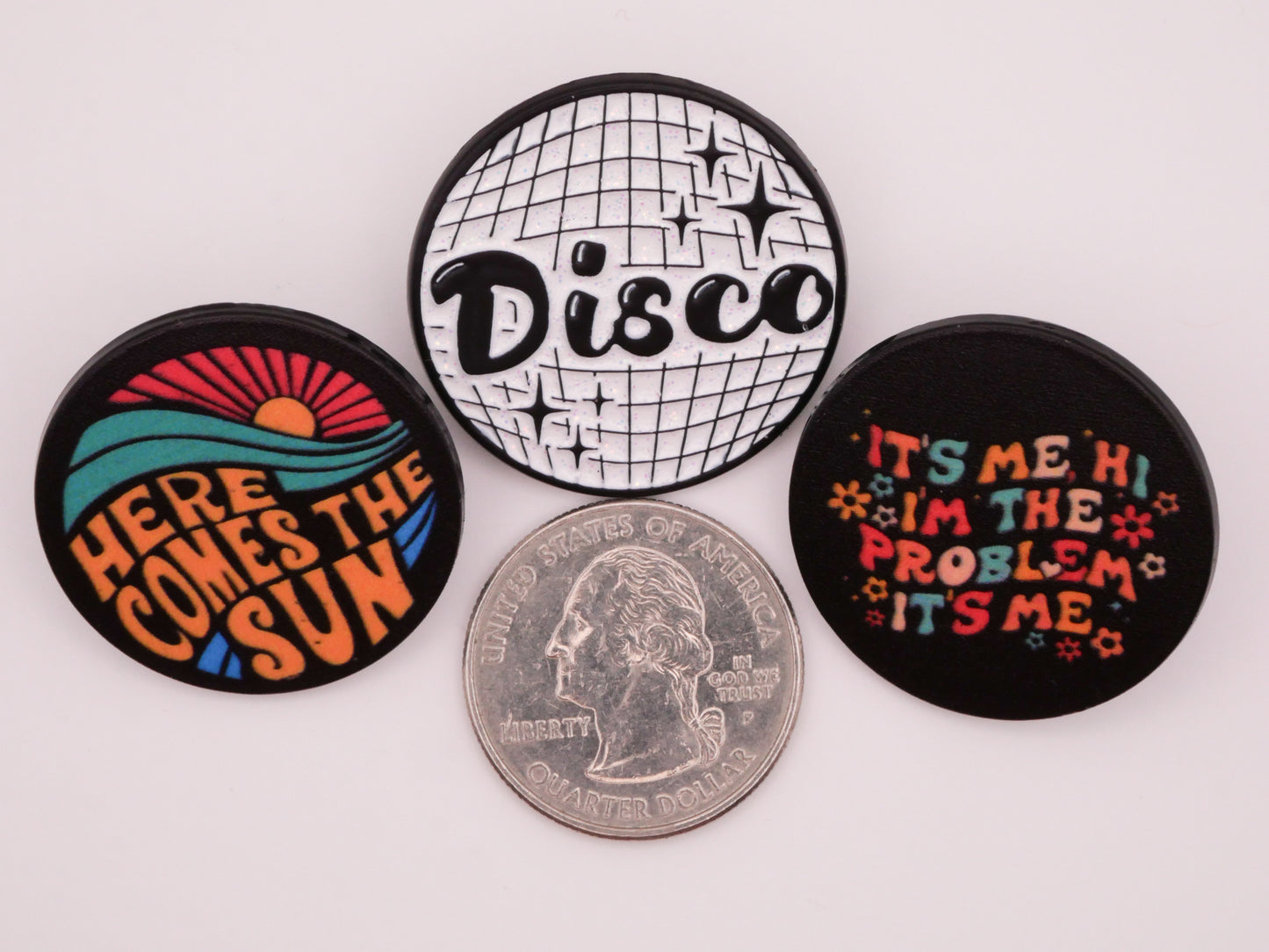 Music Lyrics Disco Glitter 
Enamel Metal Button Various 30-31mm