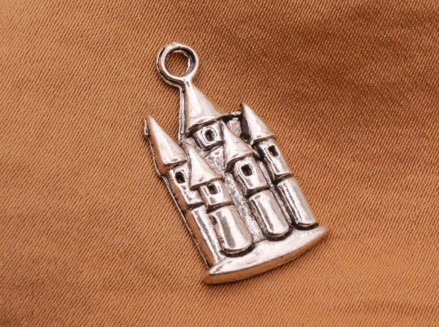 Castle Embellishment Silver Metal Set of Three Charms 13x23mm