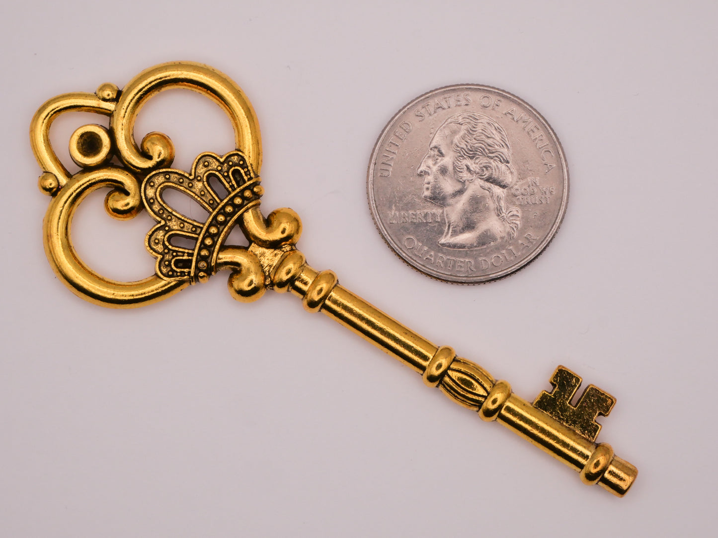 Crown Skeleton Key Gold Metal Large Embellishment 32x83mm