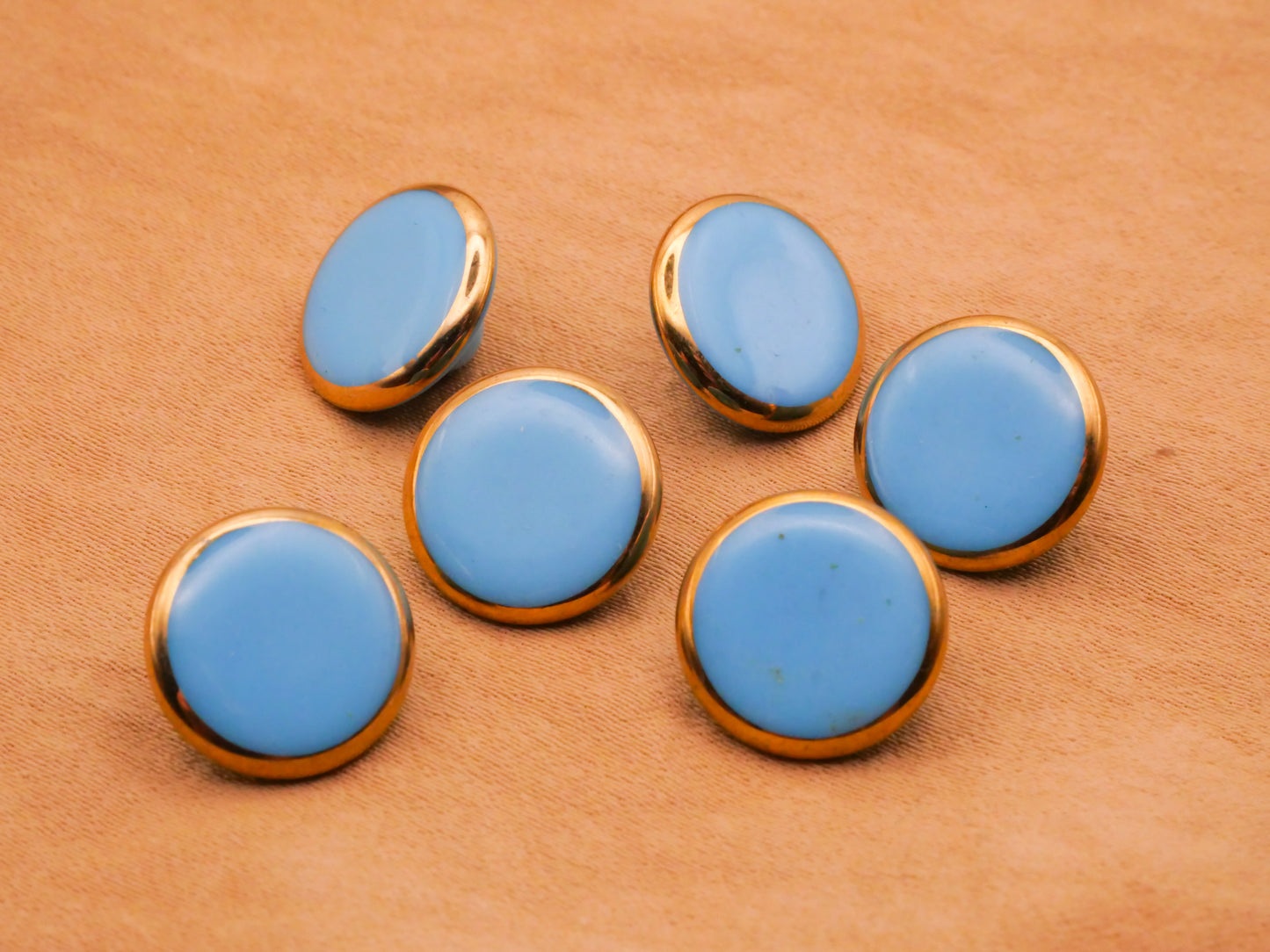 Glass Red Blue Gold Edge Vintage Button Various 11-13mm