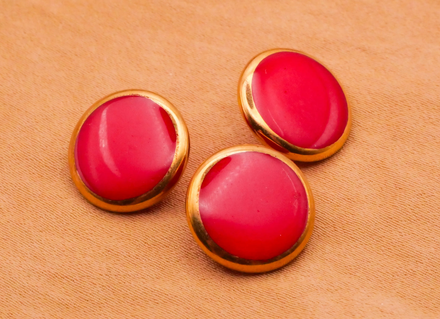 Glass Red Blue Gold Edge Vintage Button Various 11-13mm