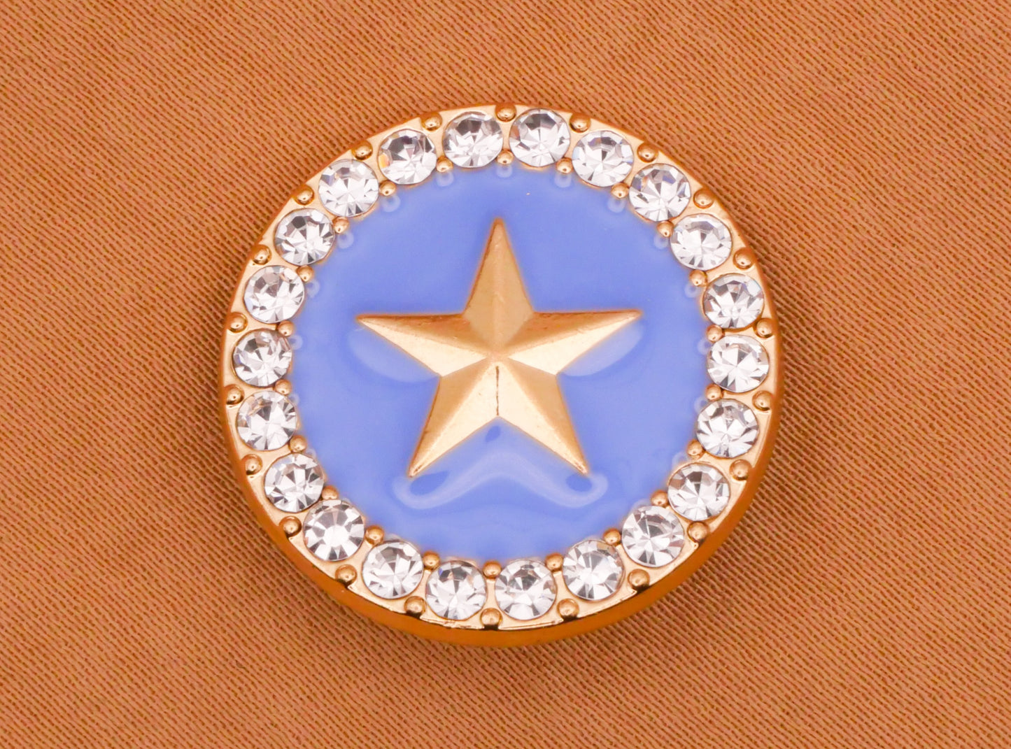 Star Rhinestone Enamel Blue White Gold Silver Metal Button Various 23mm