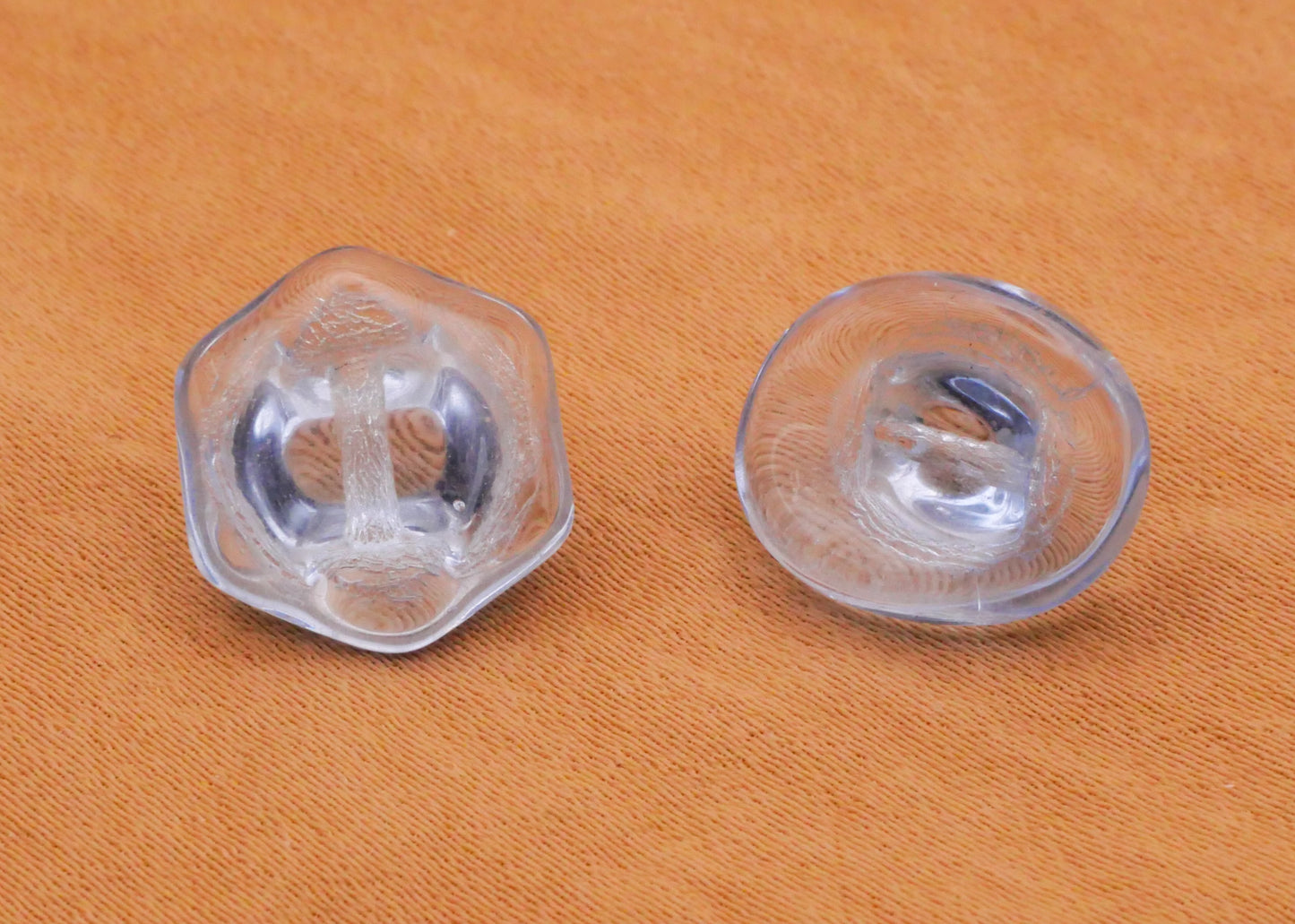 Blue Transparent Hexagon Wavy Oval Vintage Glass Button Various 11-14mm