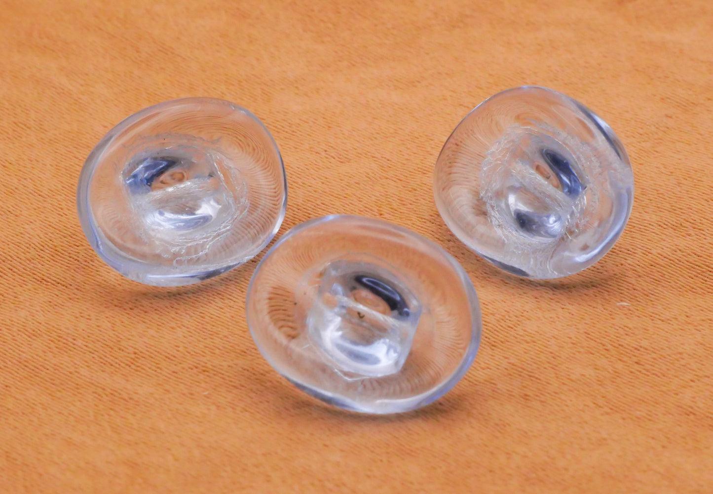 Blue Transparent Hexagon Wavy Oval Vintage Glass Button Various 11-14mm