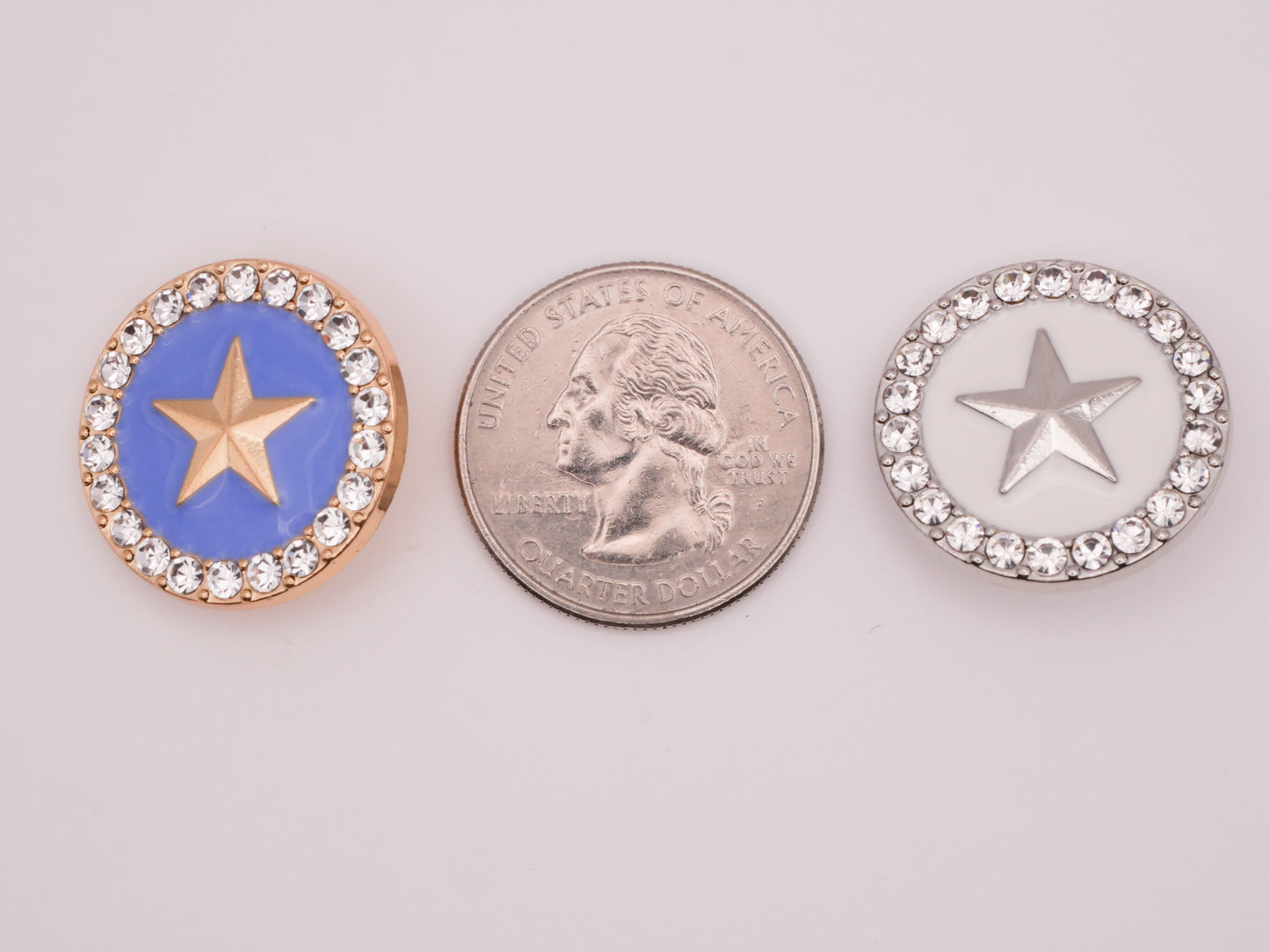 Star Rhinestone Enamel Blue White Gold Silver Metal Button Various 23mm