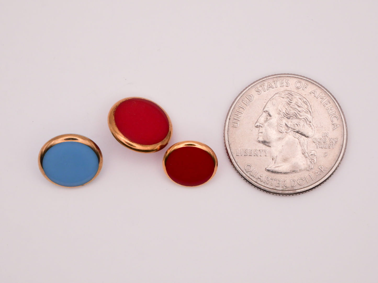 Glass Red Blue Gold Edge Vintage Button Various 11-13mm