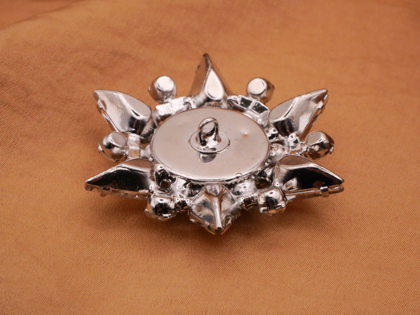 Rhinestone Star Snowflake Glass Metal Large Button 40mm