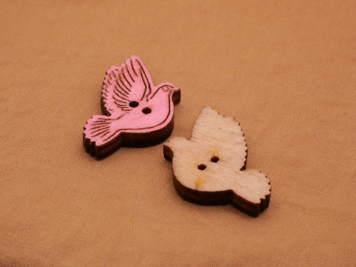 Bird Dove Laser Cut Wood Colorful Assorted Set of Three Buttons 22mm