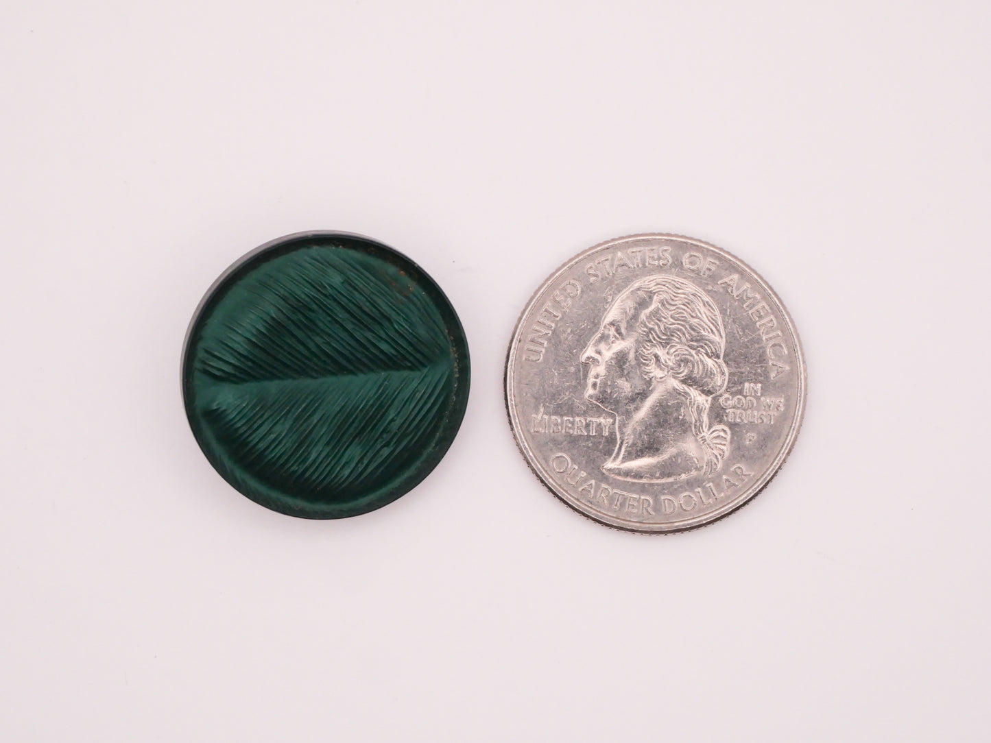 Peacock Green Plume Feather Etched Look Vintage Plastic Button 23mm