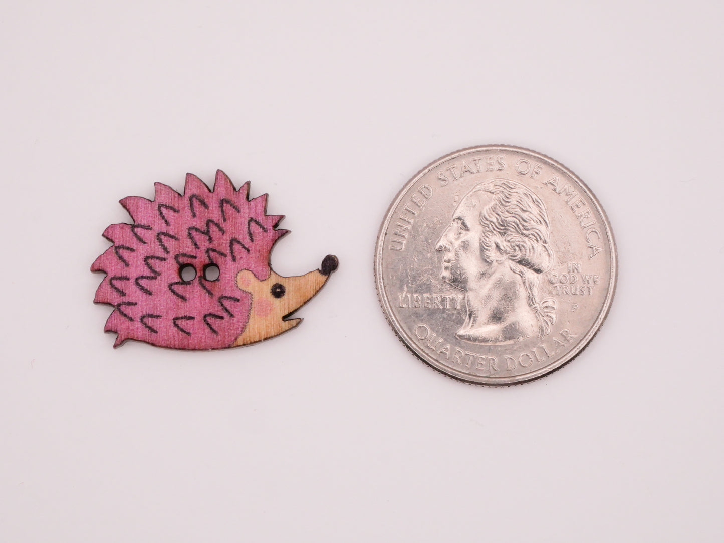 Hedgehog Colorful Wood Set of Seven Buttons 18x25mm