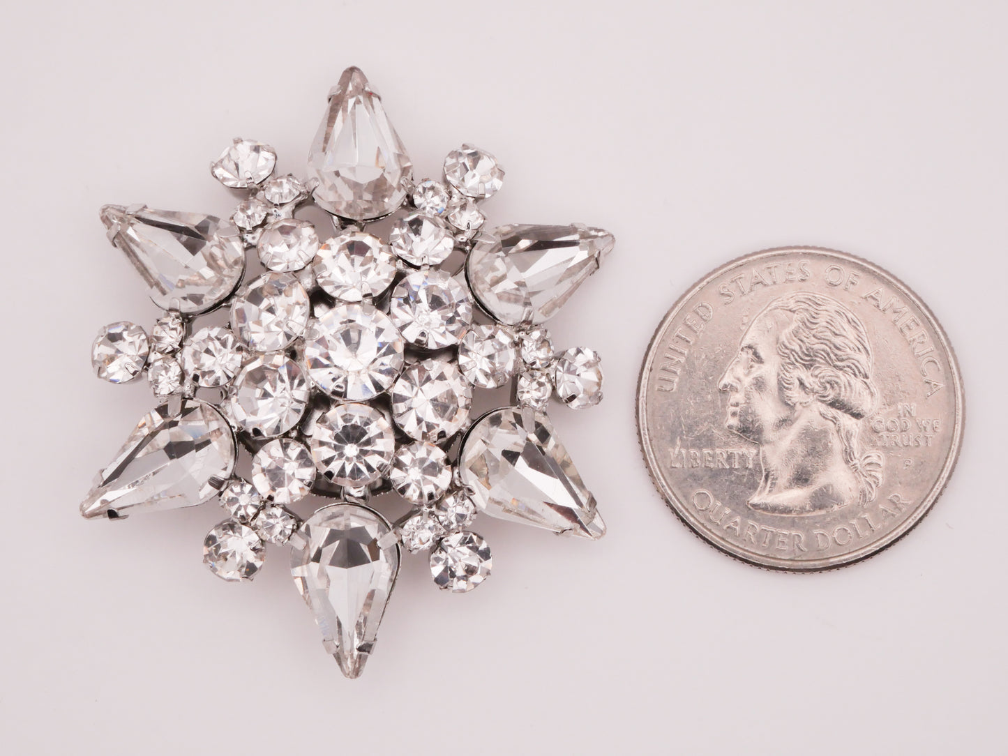 Rhinestone Star Snowflake Glass Metal Large Button 40mm